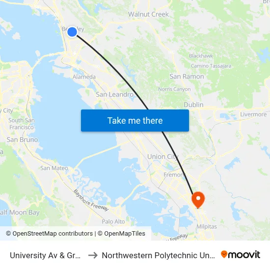 University Av & Grant St to Northwestern Polytechnic University map