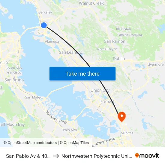 San Pablo Av & 40th St to Northwestern Polytechnic University map