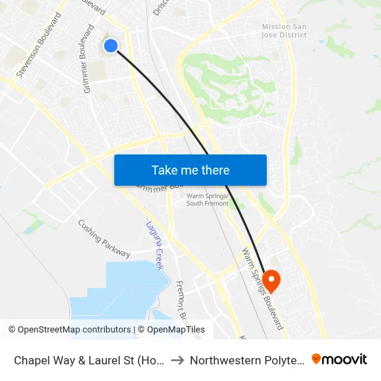 Chapel Way & Laurel St (Horner Jr High School) to Northwestern Polytechnic University map