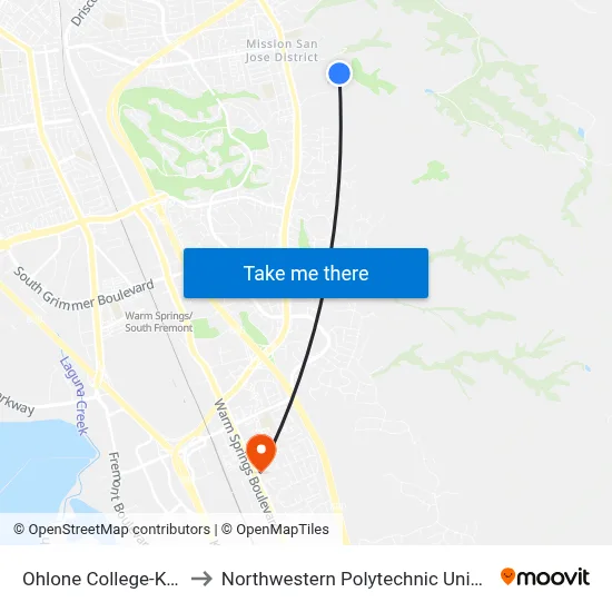 Ohlone College-Key D to Northwestern Polytechnic University map