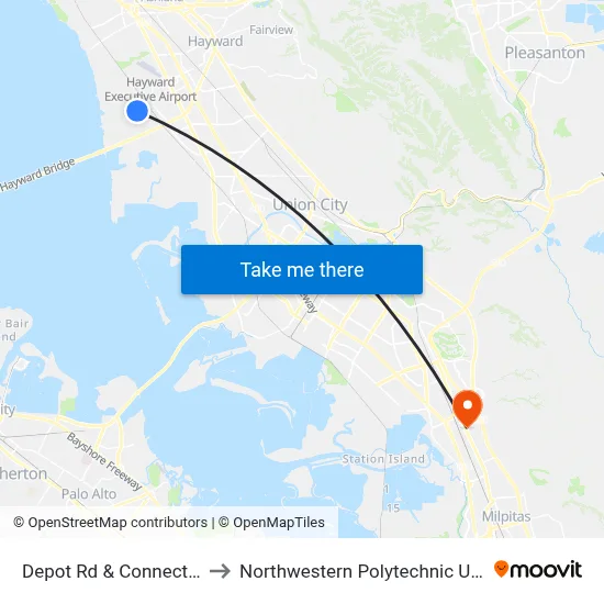Depot Rd & Connecticut St to Northwestern Polytechnic University map