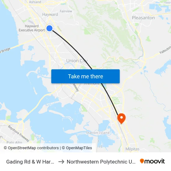 Gading Rd & W Harder Rd to Northwestern Polytechnic University map