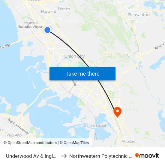 Underwood Av & Inglewood St to Northwestern Polytechnic University map
