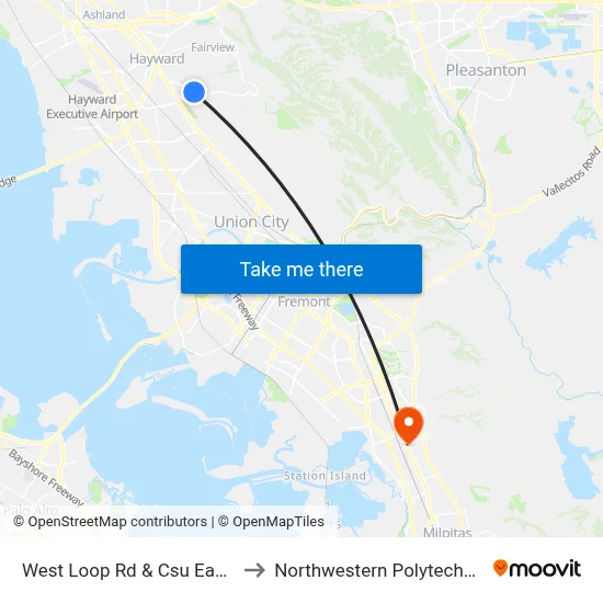 West Loop Rd & Csu East Bay Library to Northwestern Polytechnic University map