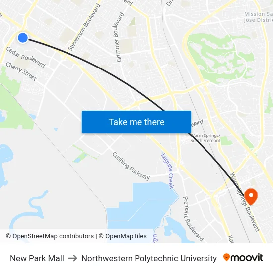 New Park Mall to Northwestern Polytechnic University map