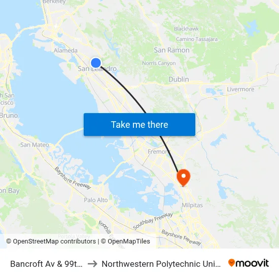 Bancroft Av & 99th Av to Northwestern Polytechnic University map