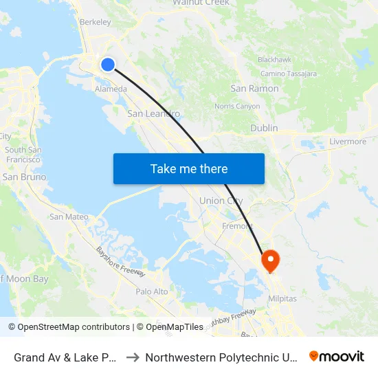 Grand Av & Lake Park Av to Northwestern Polytechnic University map