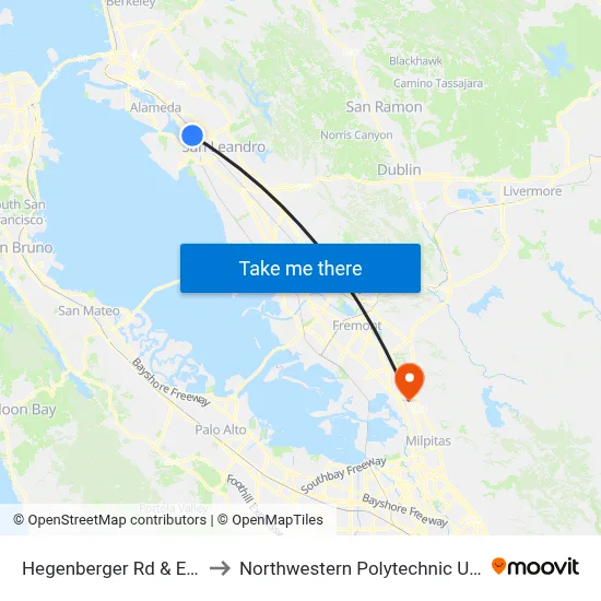 Hegenberger Rd & Edes Av to Northwestern Polytechnic University map
