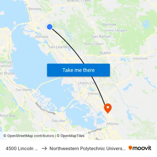 4500 Lincoln Av to Northwestern Polytechnic University map