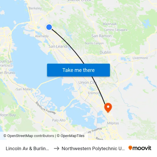 Lincoln Av & Burlington St to Northwestern Polytechnic University map