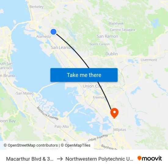 Macarthur Blvd & 39th Av to Northwestern Polytechnic University map