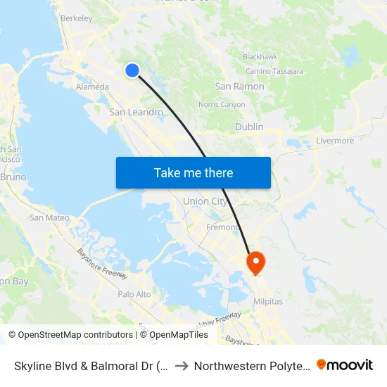 Skyline Blvd & Balmoral Dr (Skyline High School) to Northwestern Polytechnic University map