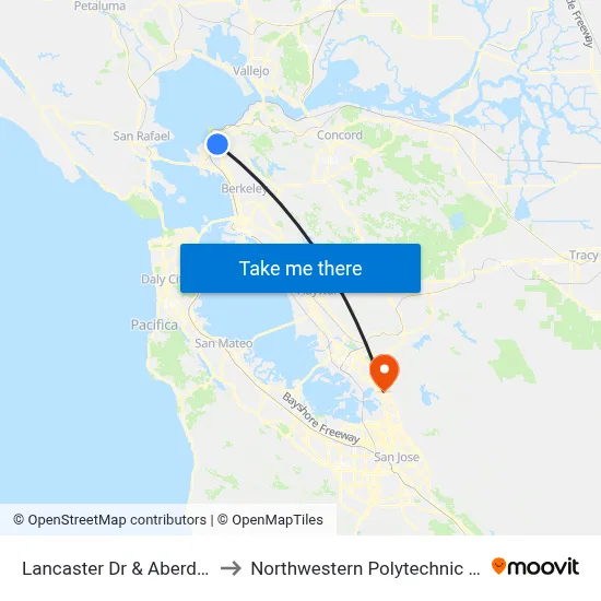Lancaster Dr & Aberdeen Way to Northwestern Polytechnic University map