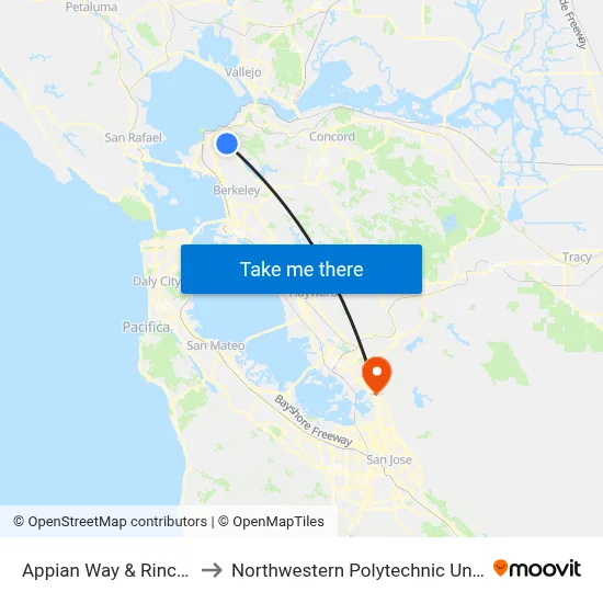 Appian Way & Rincon Rd to Northwestern Polytechnic University map