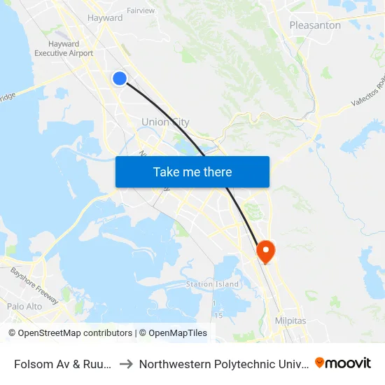 Folsom Av & Ruus Rd to Northwestern Polytechnic University map