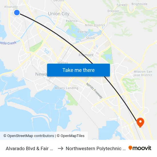 Alvarado Blvd & Fair Ranch Rd to Northwestern Polytechnic University map