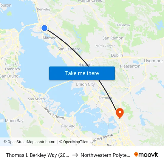Thomas L Berkley Way (20th St):Telegraph Av to Northwestern Polytechnic University map