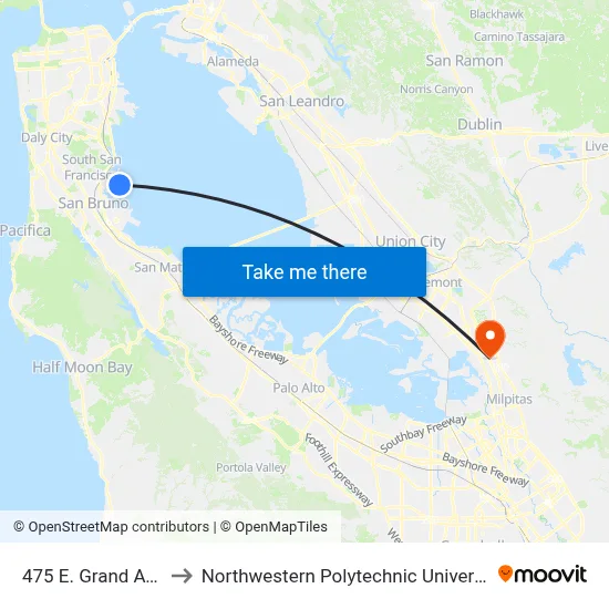 475 E. Grand Ave. to Northwestern Polytechnic University map