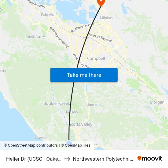 Heller Dr (UCSC - Oakes College) to Northwestern Polytechnic University map