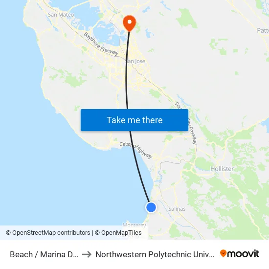 Beach / Marina Drive to Northwestern Polytechnic University map