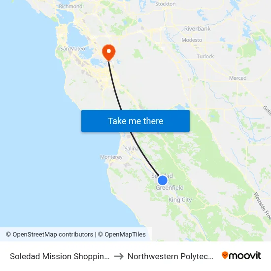 Soledad Mission Shopping Center (East) to Northwestern Polytechnic University map