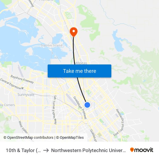 10th & Taylor (S) to Northwestern Polytechnic University map