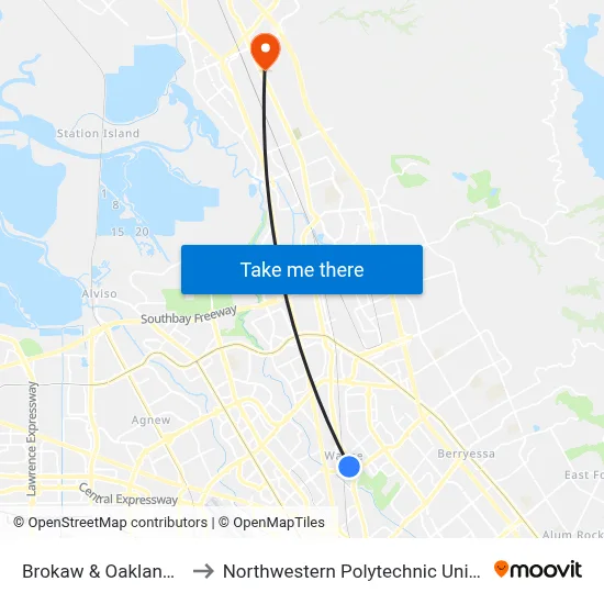 Brokaw & Oakland (W) to Northwestern Polytechnic University map
