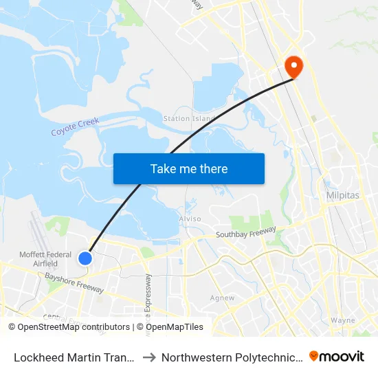 Lockheed Martin Transit Center to Northwestern Polytechnic University map