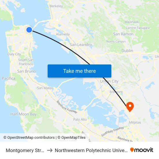 Montgomery Street to Northwestern Polytechnic University map