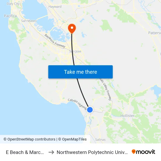E Beach & Marchant to Northwestern Polytechnic University map