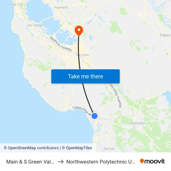 Main & S Green Valley Rd to Northwestern Polytechnic University map
