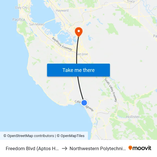 Freedom Blvd (Aptos High School) to Northwestern Polytechnic University map