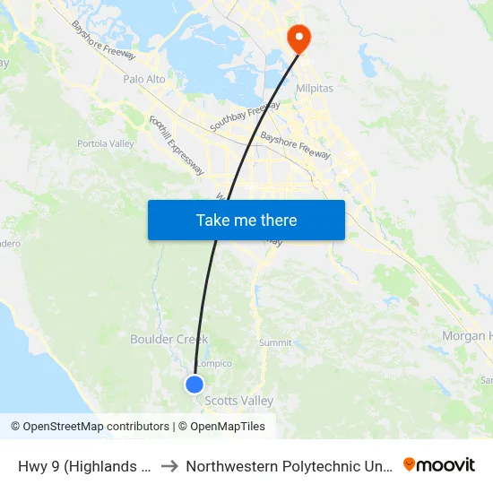 Hwy 9 (Highlands Park) to Northwestern Polytechnic University map