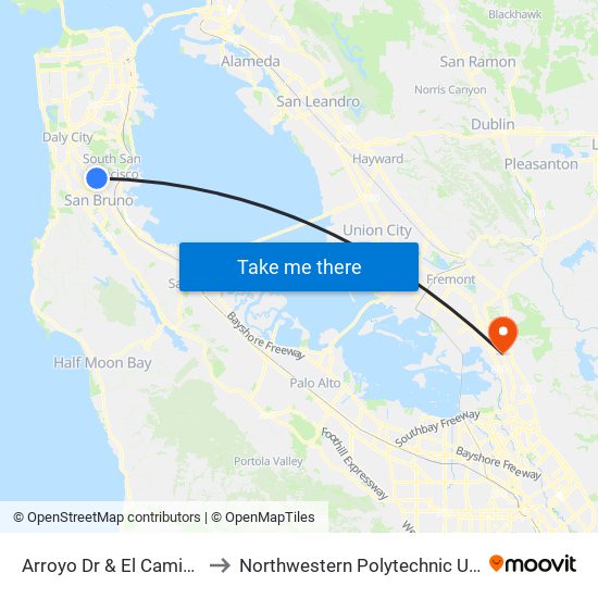 Arroyo Dr & El Camino Real to Northwestern Polytechnic University map