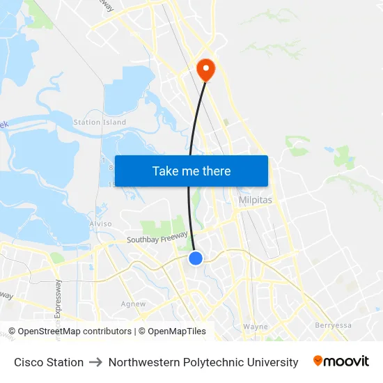 Cisco Station to Northwestern Polytechnic University map