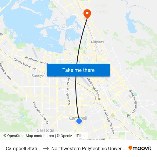 Campbell Station to Northwestern Polytechnic University map
