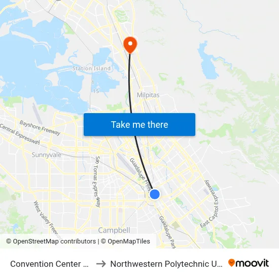 Convention Center Station to Northwestern Polytechnic University map