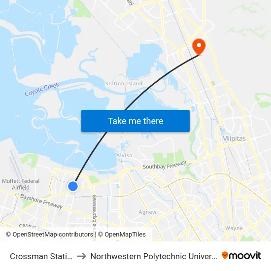 Crossman Station to Northwestern Polytechnic University map