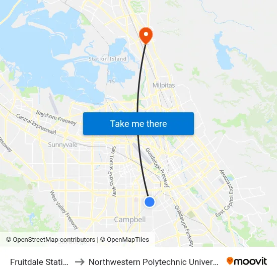 Fruitdale Station to Northwestern Polytechnic University map