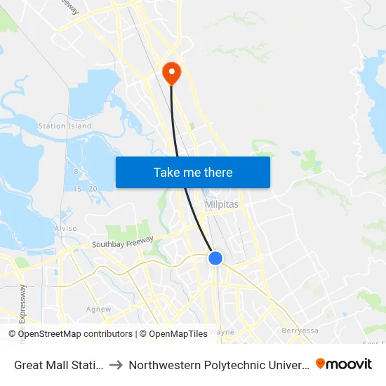 Great Mall Station to Northwestern Polytechnic University map