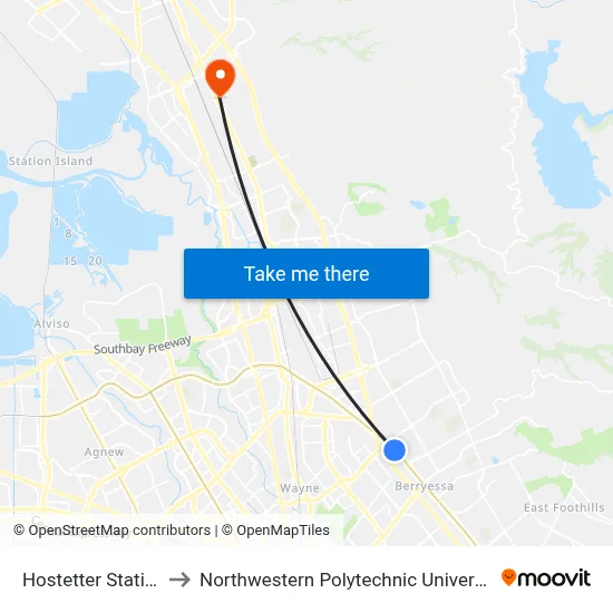 Hostetter Station to Northwestern Polytechnic University map