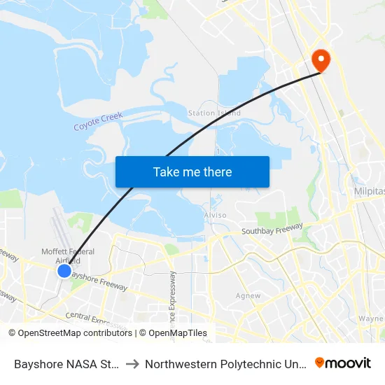 Bayshore NASA Station to Northwestern Polytechnic University map