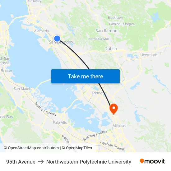 95th Avenue to Northwestern Polytechnic University map
