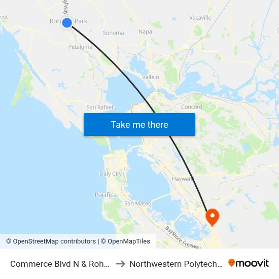 Commerce Blvd N & Rohnert Park Expy to Northwestern Polytechnic University map