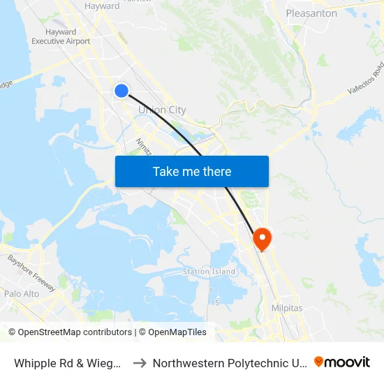 Whipple Rd & Wiegman Rd to Northwestern Polytechnic University map