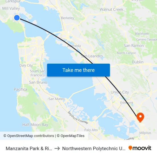 Manzanita Park & Ride Lot to Northwestern Polytechnic University map