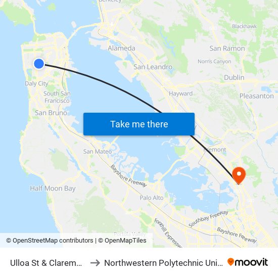 Ulloa St & Claremont St to Northwestern Polytechnic University map