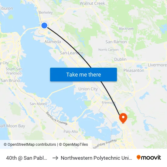 40th @ San Pablo WB to Northwestern Polytechnic University map