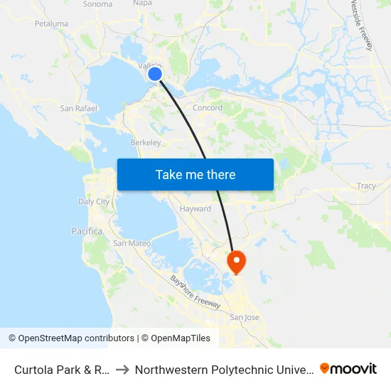 Curtola Park & Ride to Northwestern Polytechnic University map