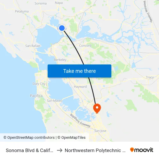 Sonoma Blvd & California St to Northwestern Polytechnic University map